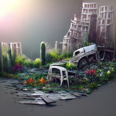 Detailed Matte Painting of a Neglected Garden