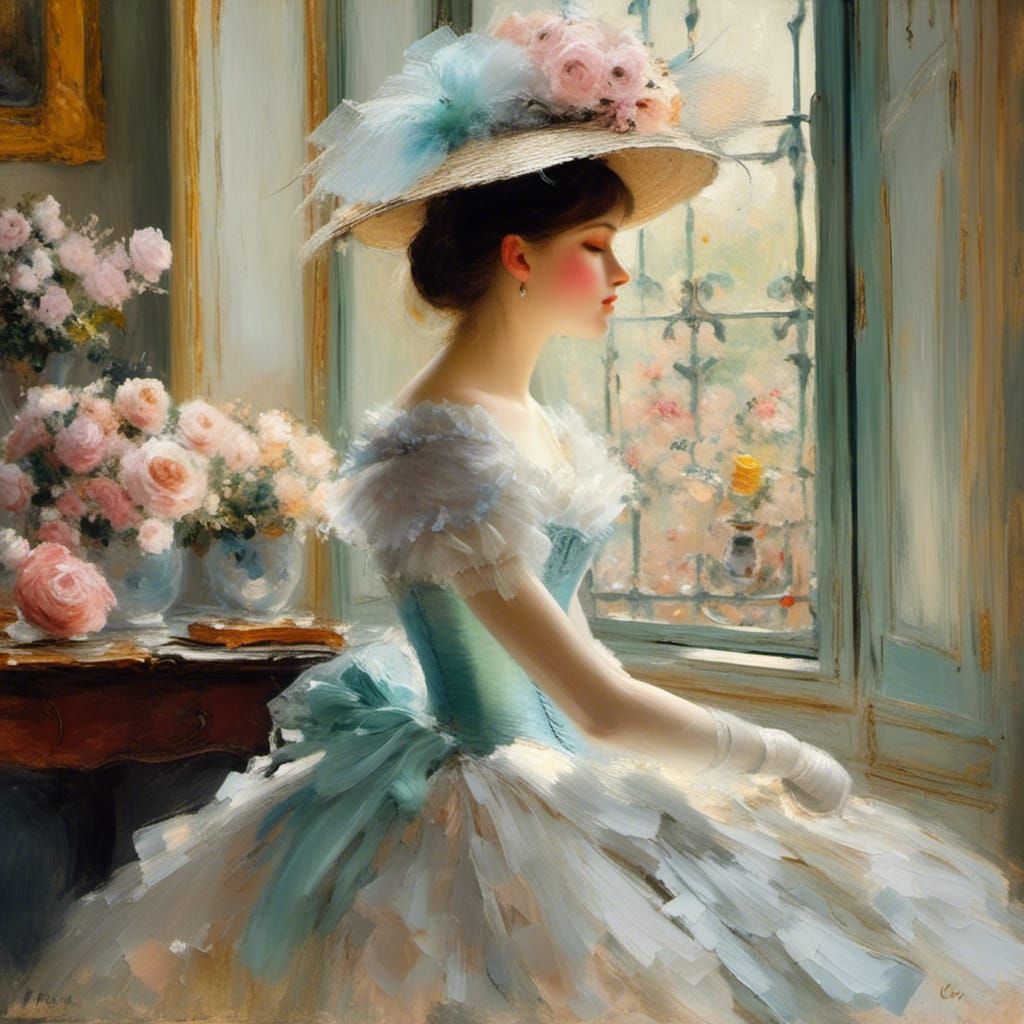 Impressionist Milliner in Parisian Atelier