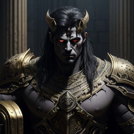 Dark Fantasy Titan of Strife in Gothic Temple