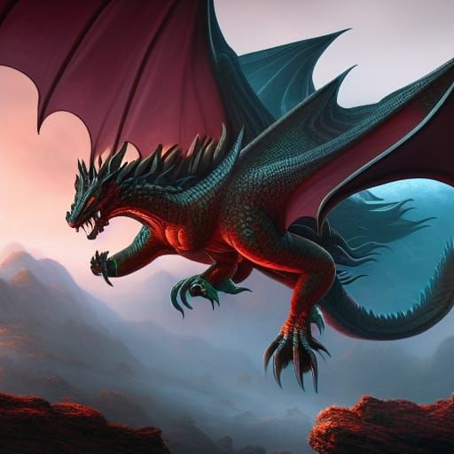 Flying Stone Dragon: Detailed Fantasy Concept Art