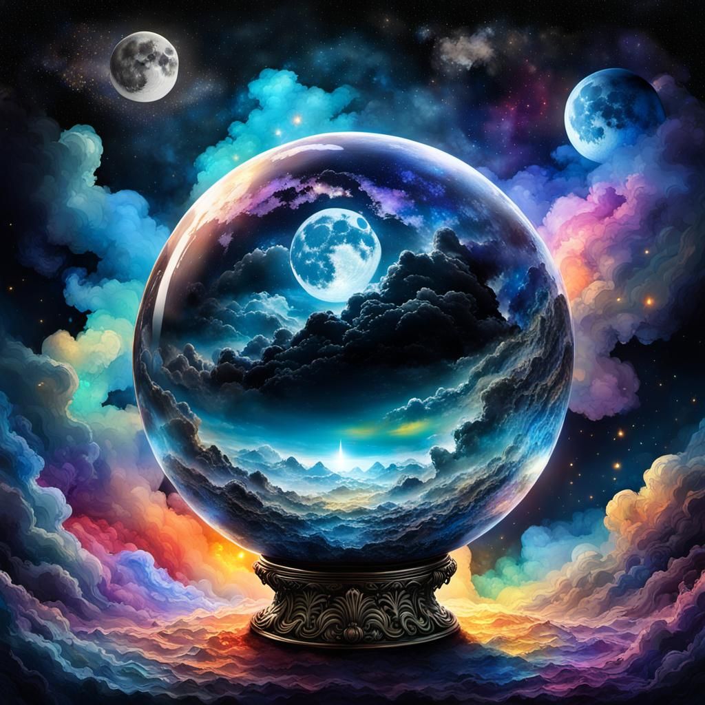 Crystal Ball Reflecting Gothic Space Landscape