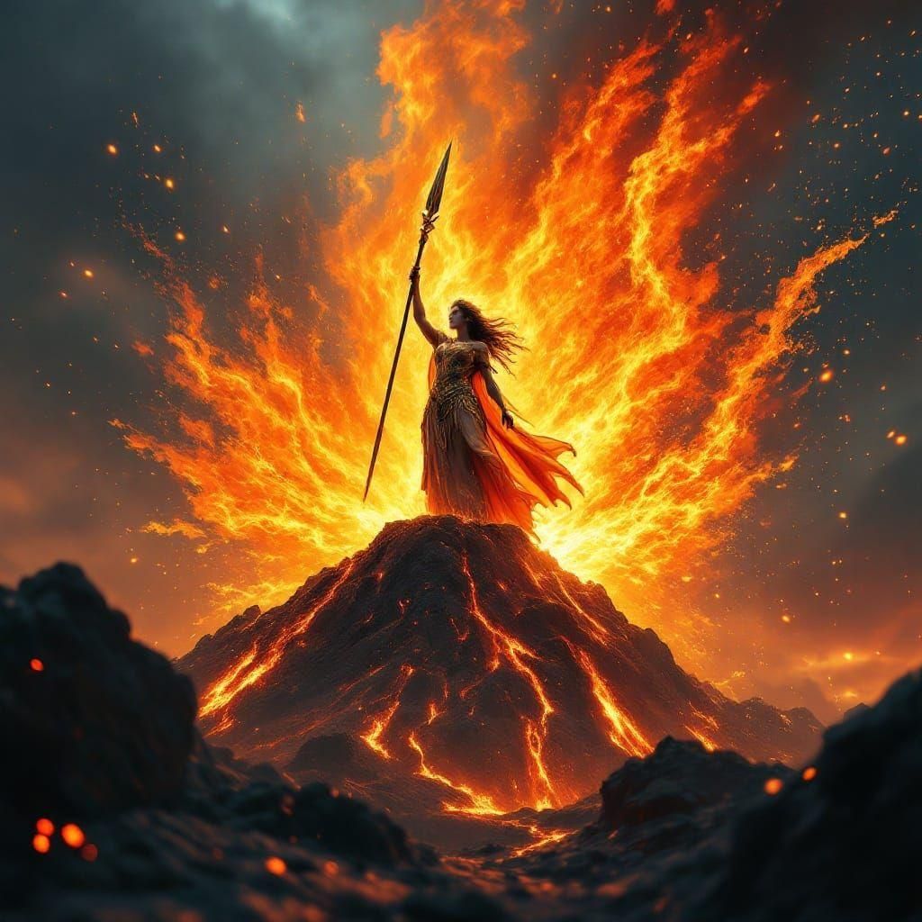 Athena on Volcano: Fantasy Concept Art