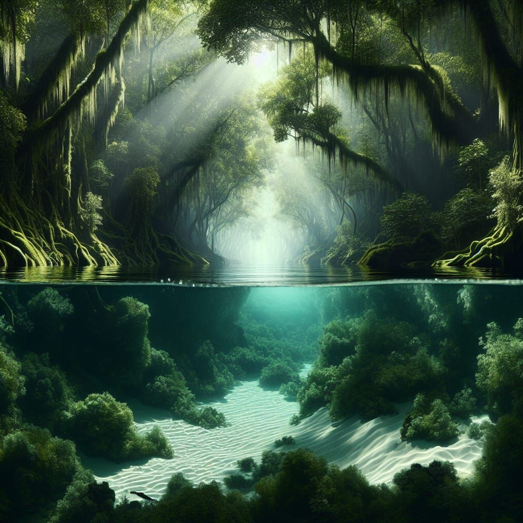 Dramatic Submerged Forest in Clear Waters