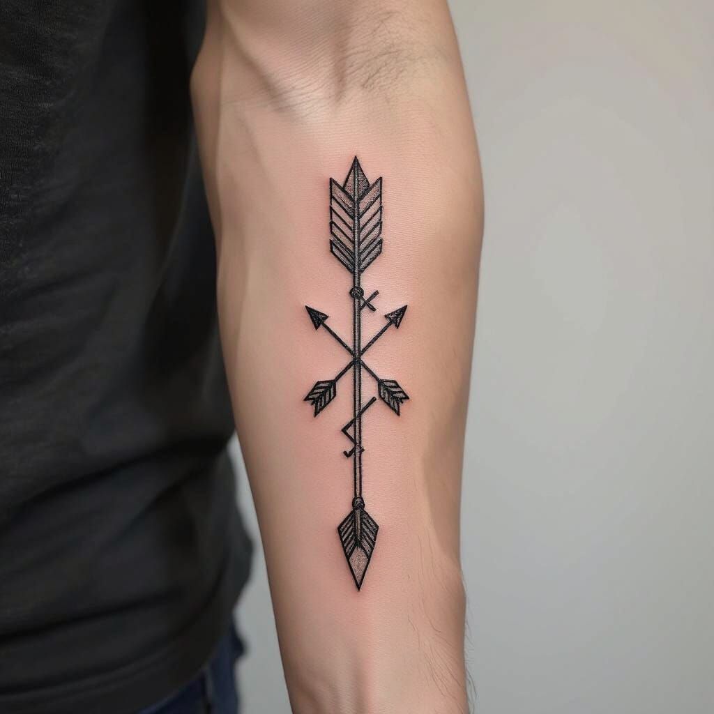 Minimalist Raido Rune Arrow Tattoo Design