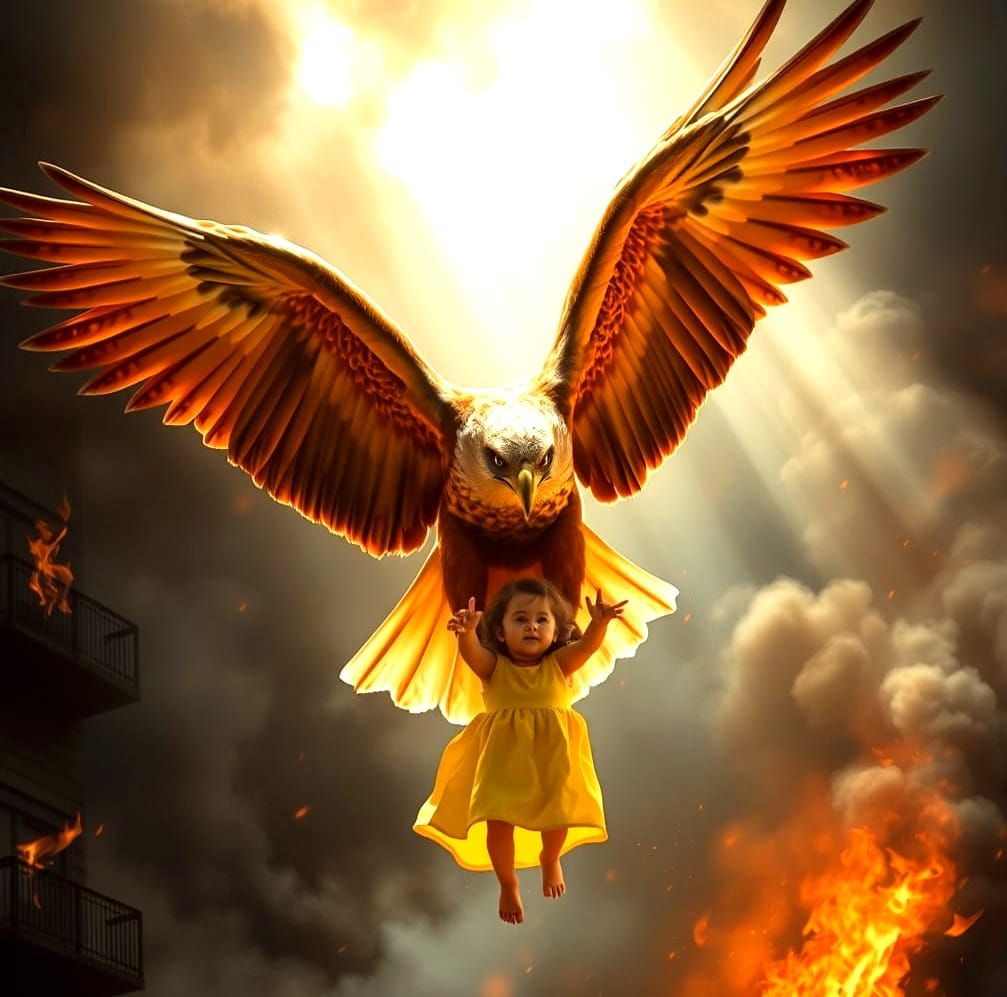 Golden Eagle Saves Child from Burning Building in Divine Sof...