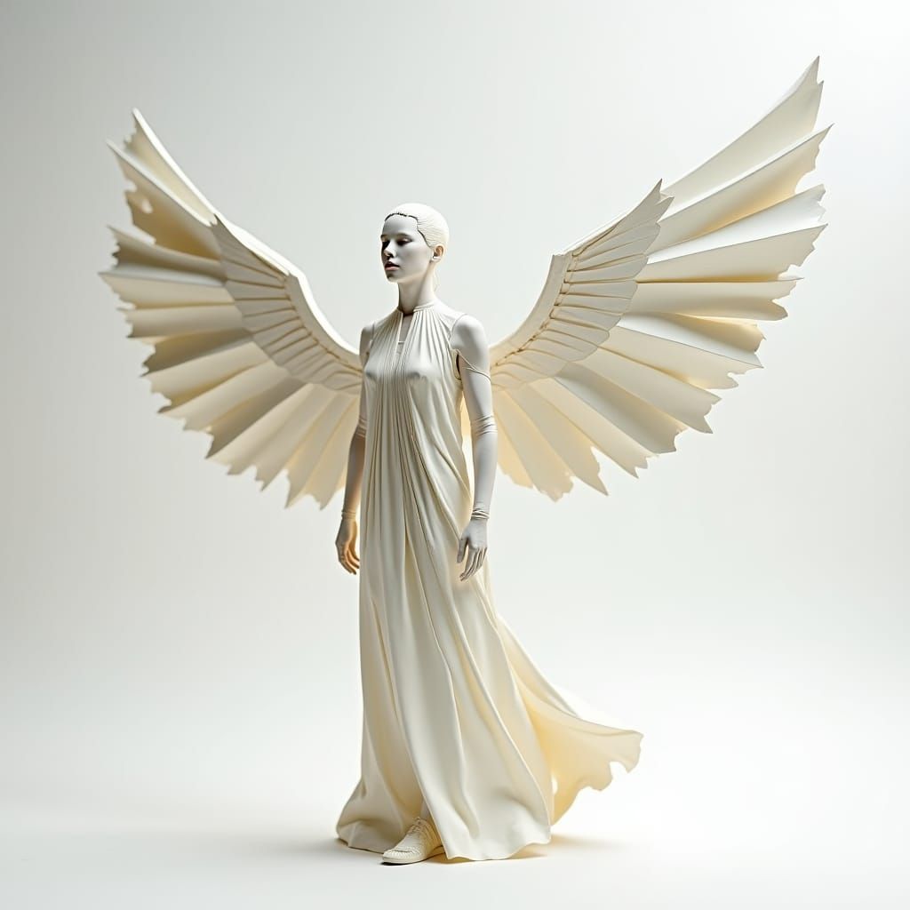 Origami Human Figure Mid-Transformation in 8k