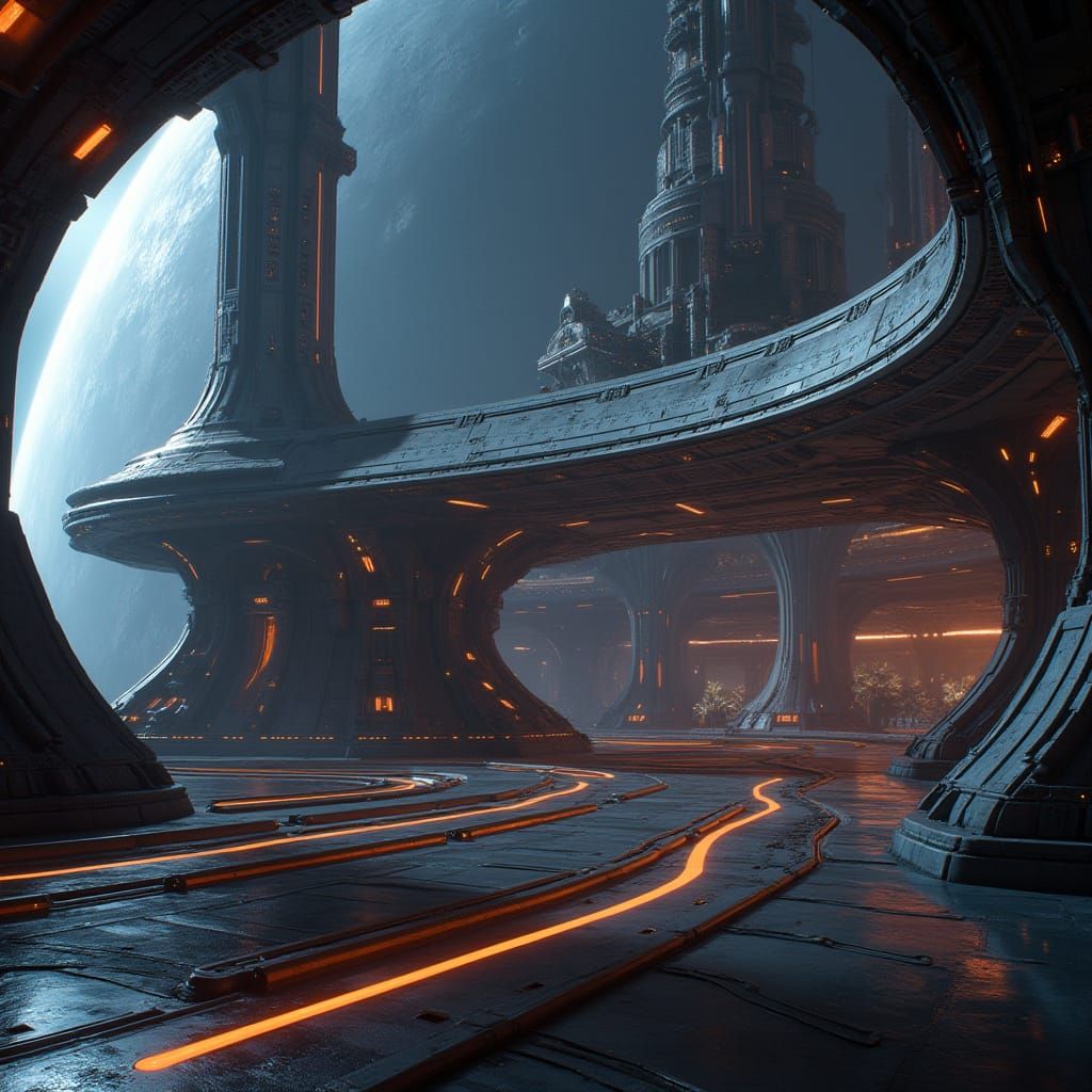 Death Star Bridge in Matte Painting Style