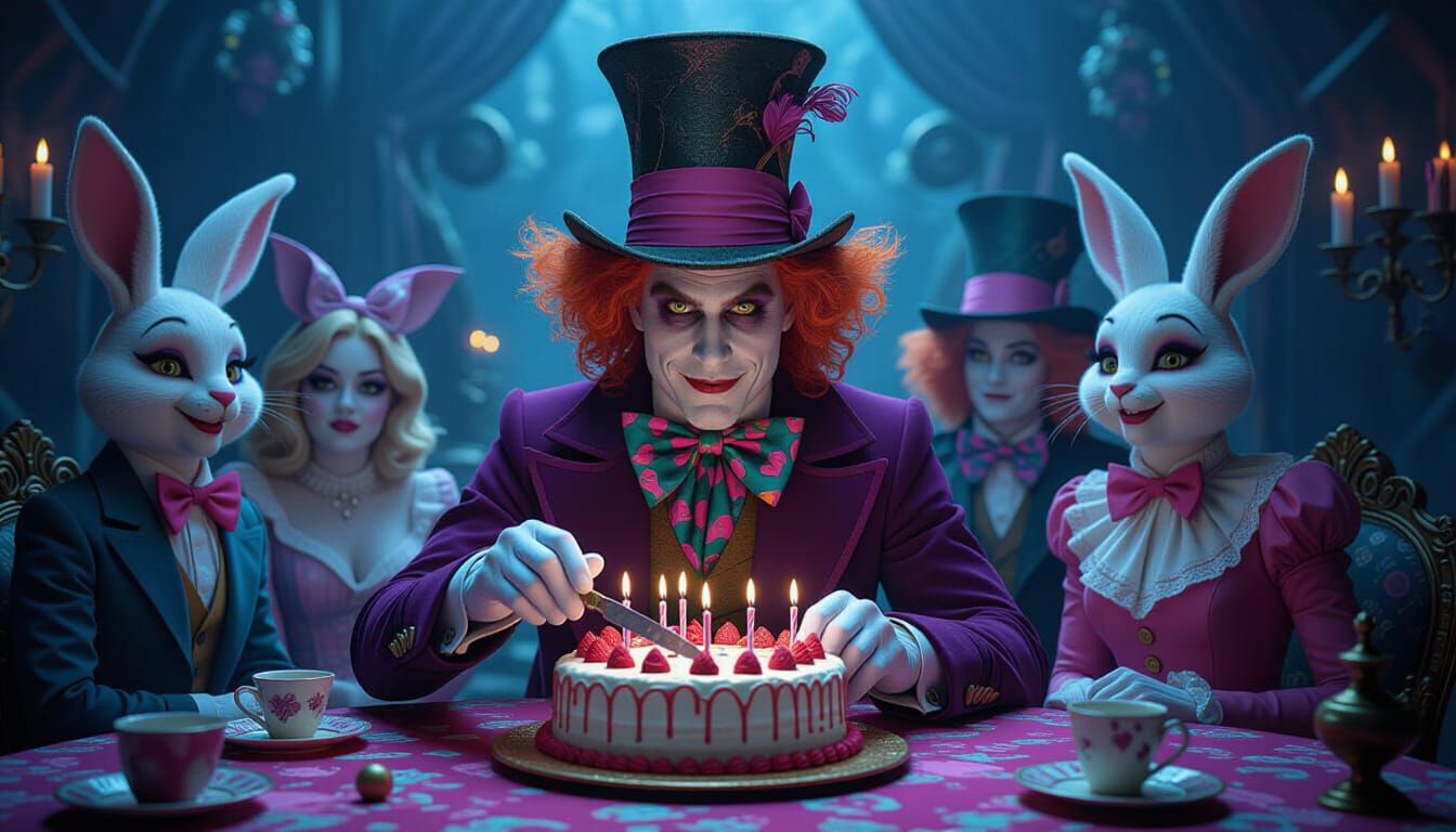 Mad Hatter's Cyberpunk Birthday in Wonderland