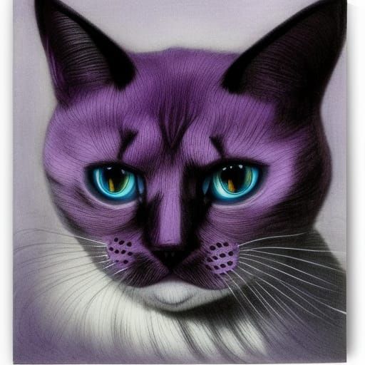 Gothic Cat Portrait with Aquiline Nose in Dark Style