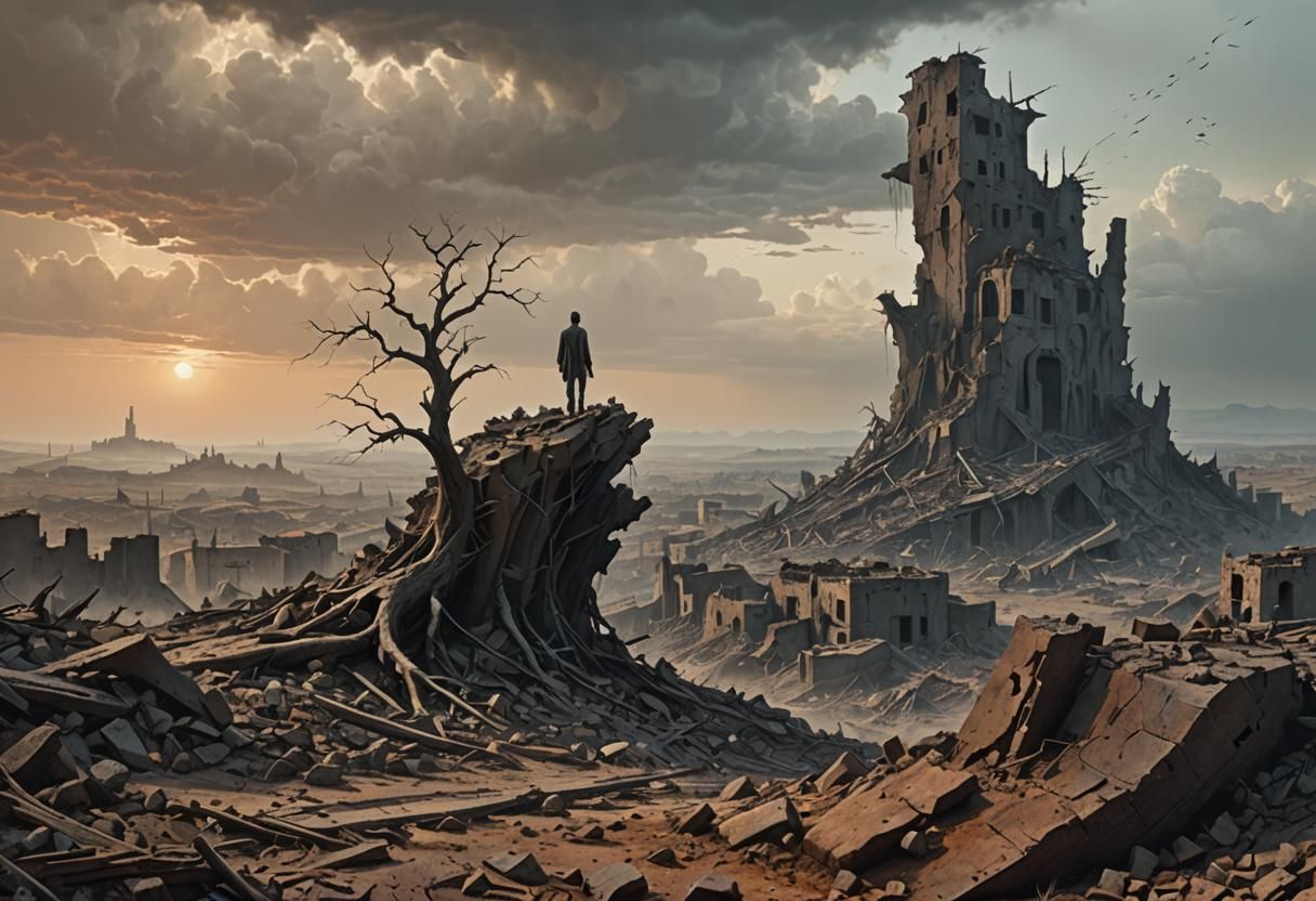 Post-Apocalyptic Landscape in Digital Art Style