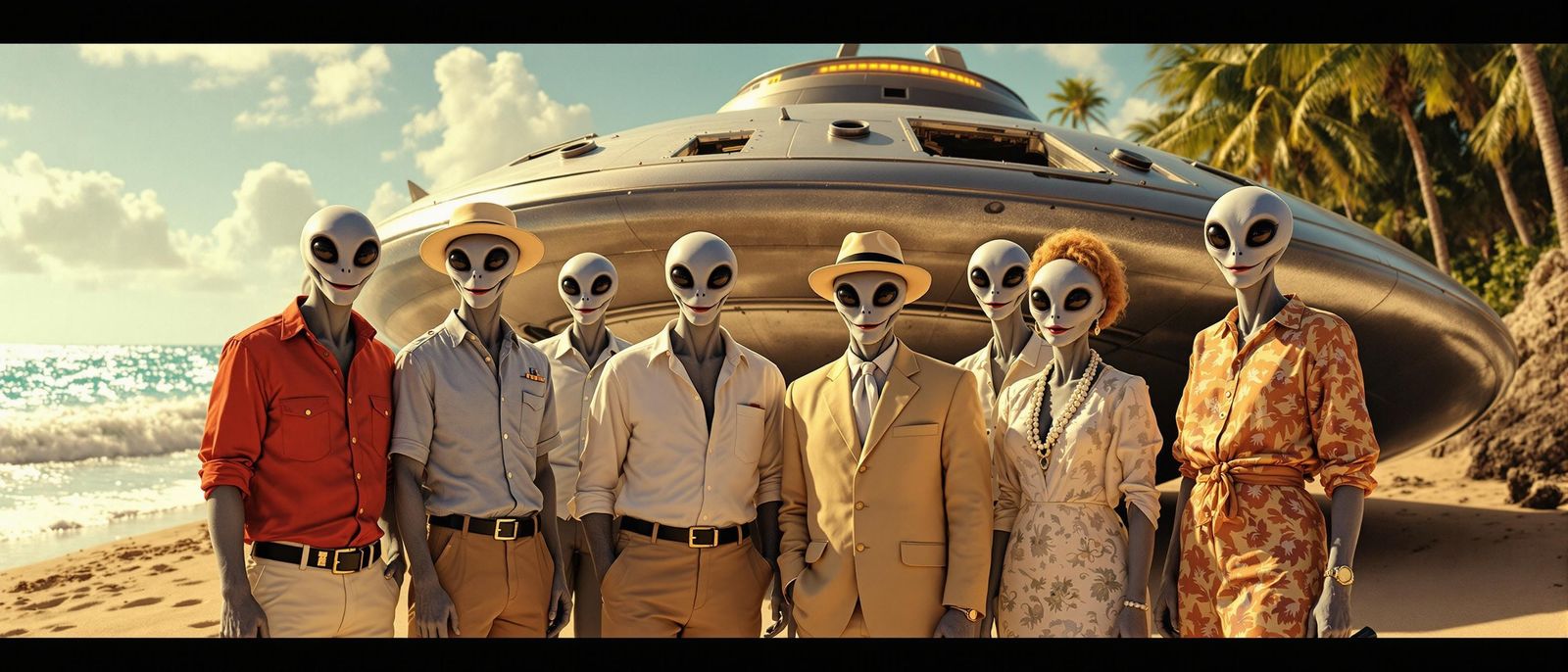 The full cast of “Gilligan’s Island,” as lifelike Grey Alien...