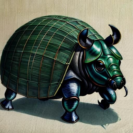Emerald Green Rhinoceros Beetle in Colored Pencil