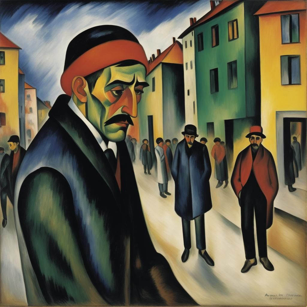 Warsaw Ghetto: A Sad Day, in Expressionist Style