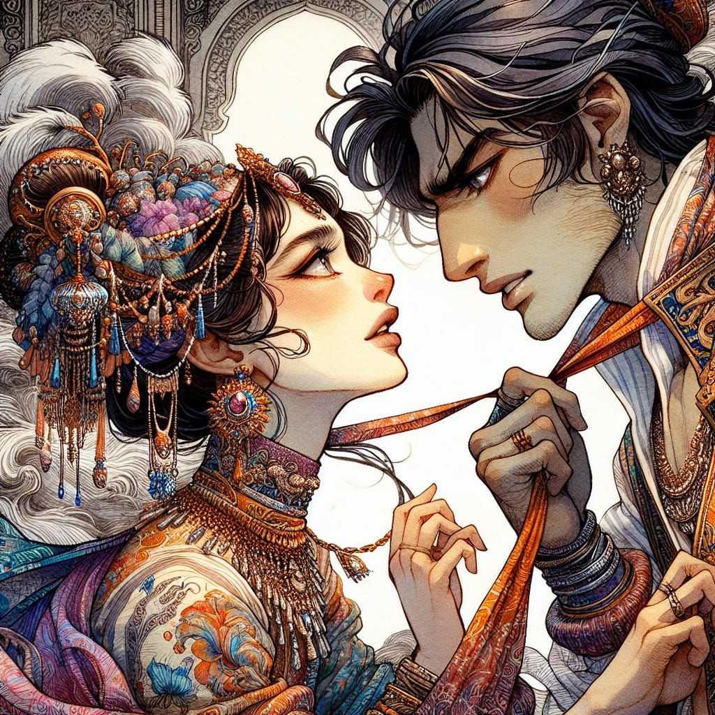 Whimsical Anime-Inspired Moment of Intense Passion