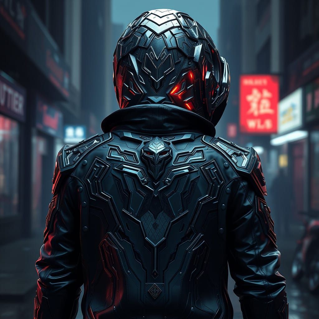 Dark Urban Metalhead Jacket with Neon Accents