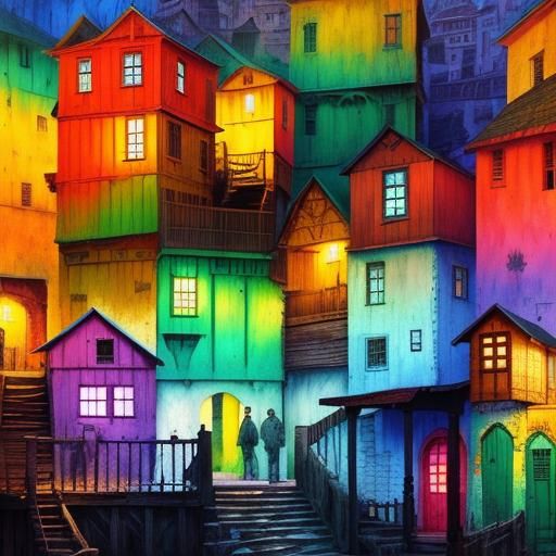 Lively Folk Art Village on a Mountainside