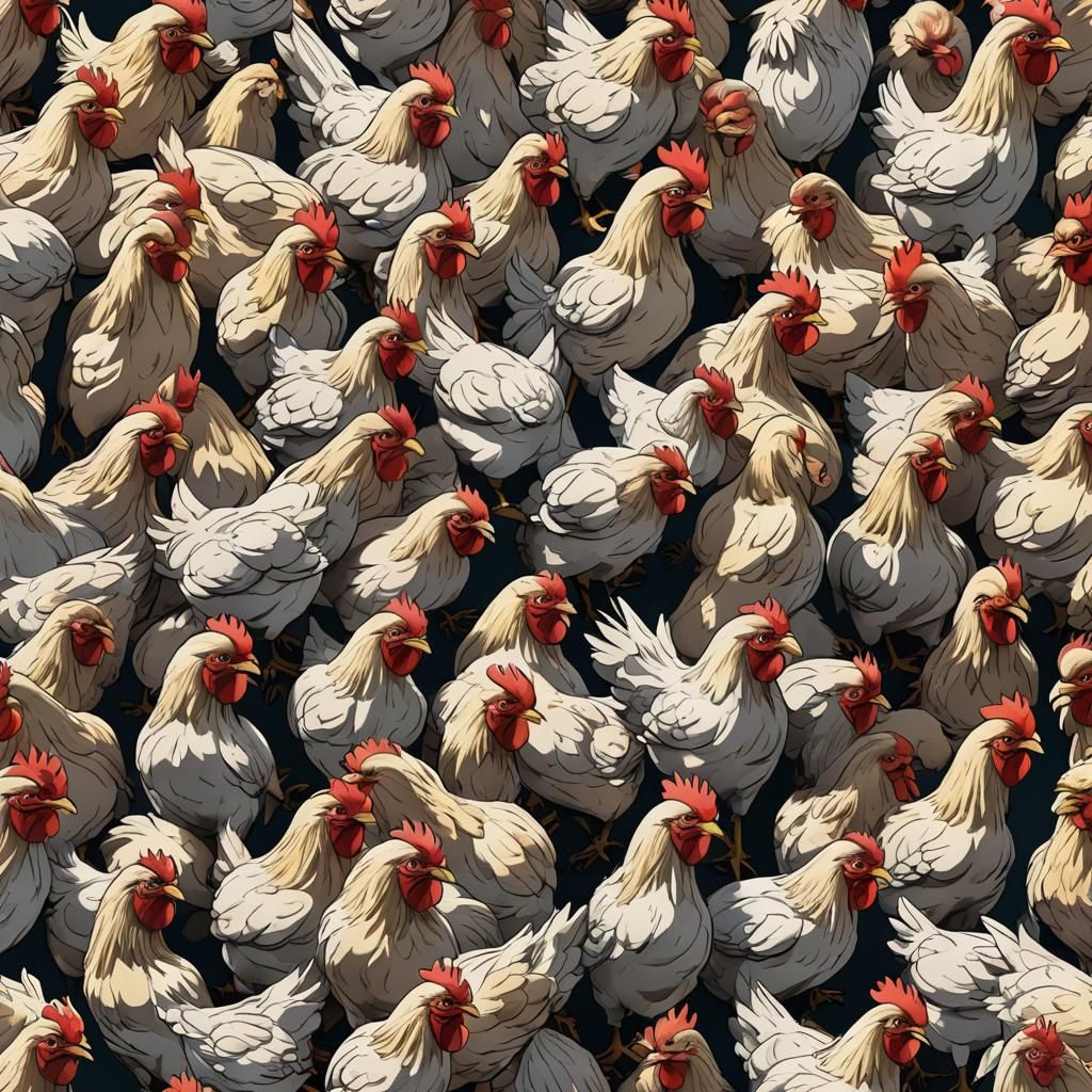 Anime Style Chicken Illustration by Studio Trigger