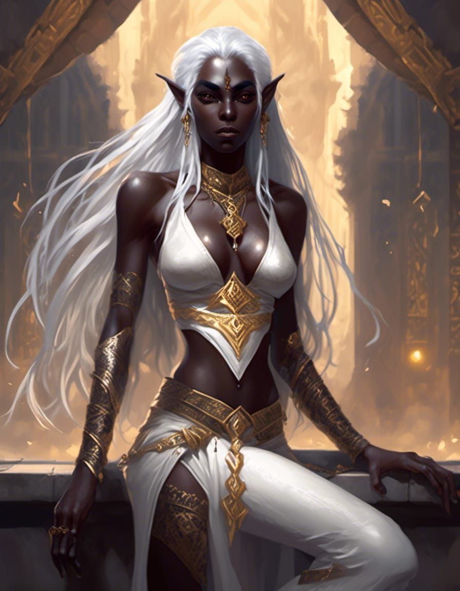 Handsome Dark Elf with Golden Eyes in Fantasy Art