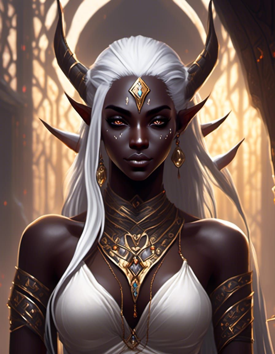 Dark Elf with White Hair: Fantasy Art