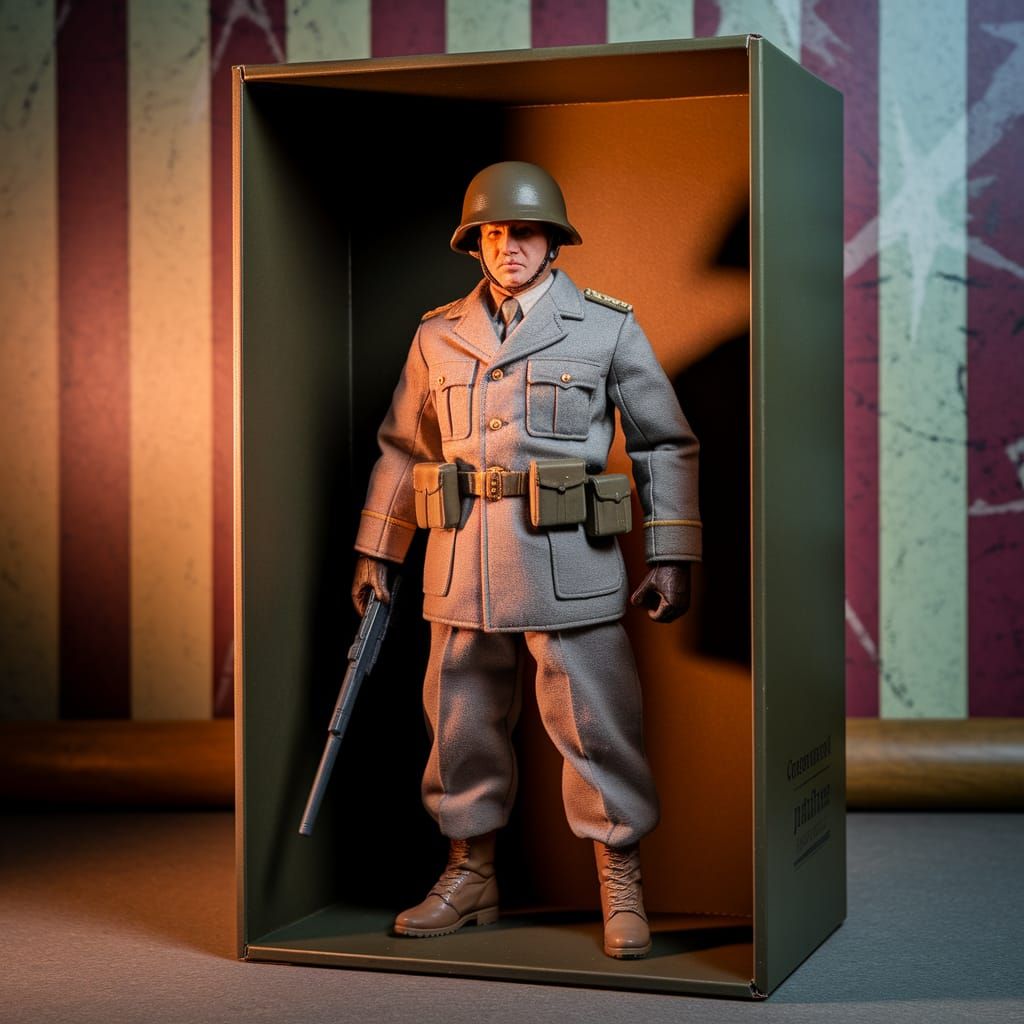 Heroic General Patton Action Figure in Vintage Military Disp...
