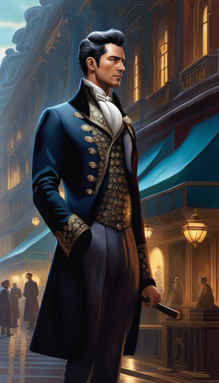Victorian Gentleman in Dreamy London, Digital Art