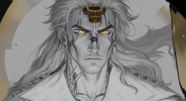 Majestic Half Demon Space Pirate Captain in Epic Sunset Glow