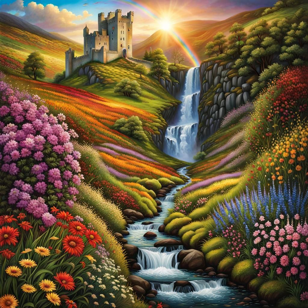 The path the water follows to the rainbow