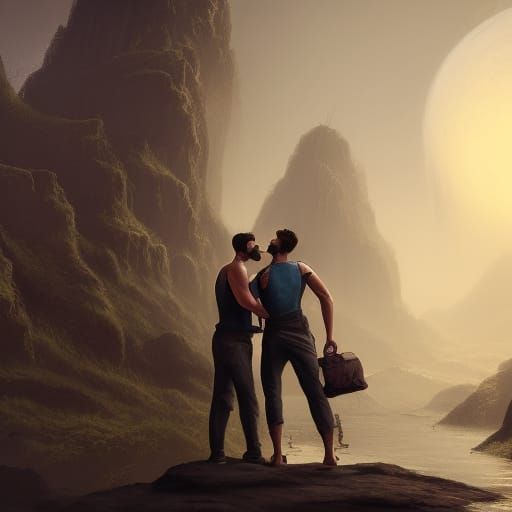 Passionate Kiss: A Detailed Fantasy Painting