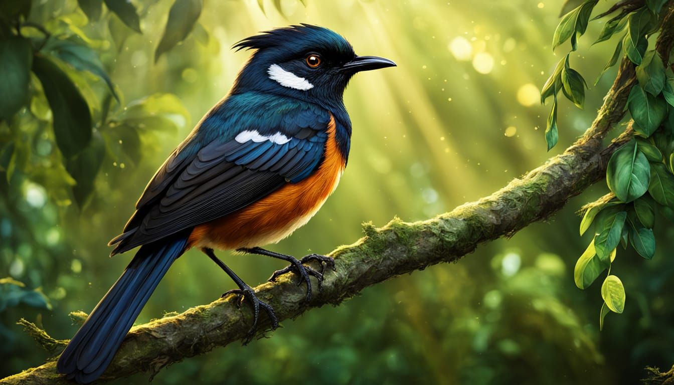 White-vented Shama in Splash Art Style