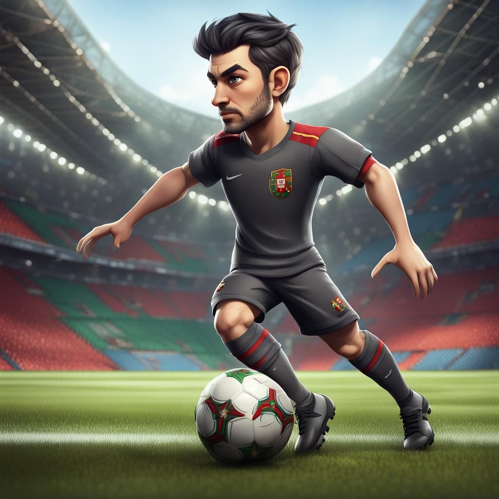 Chibi Soccer Goalkeeper in Detailed Matte Painting