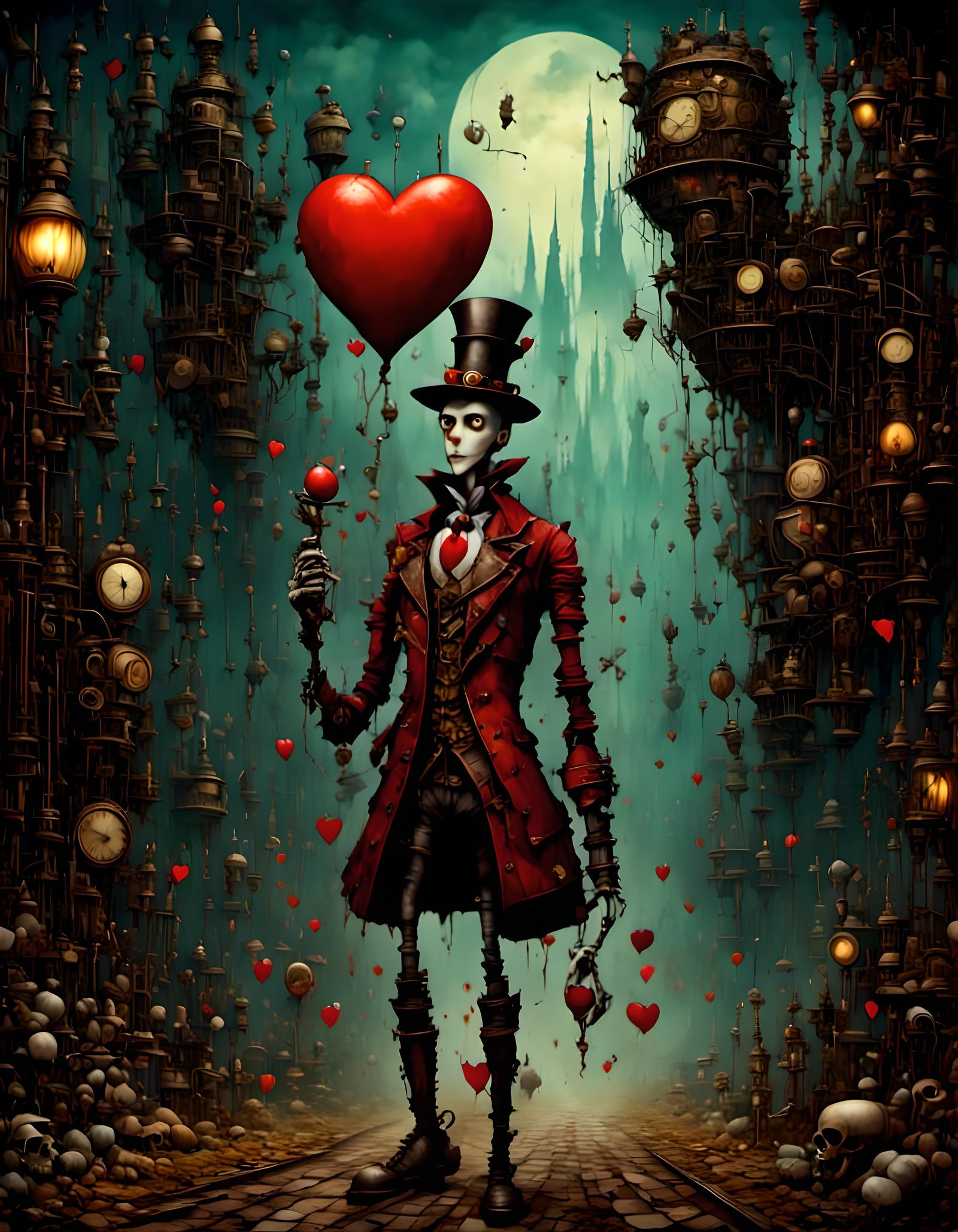 Steampunk Tin Man of Oz in Surreal Dystopia