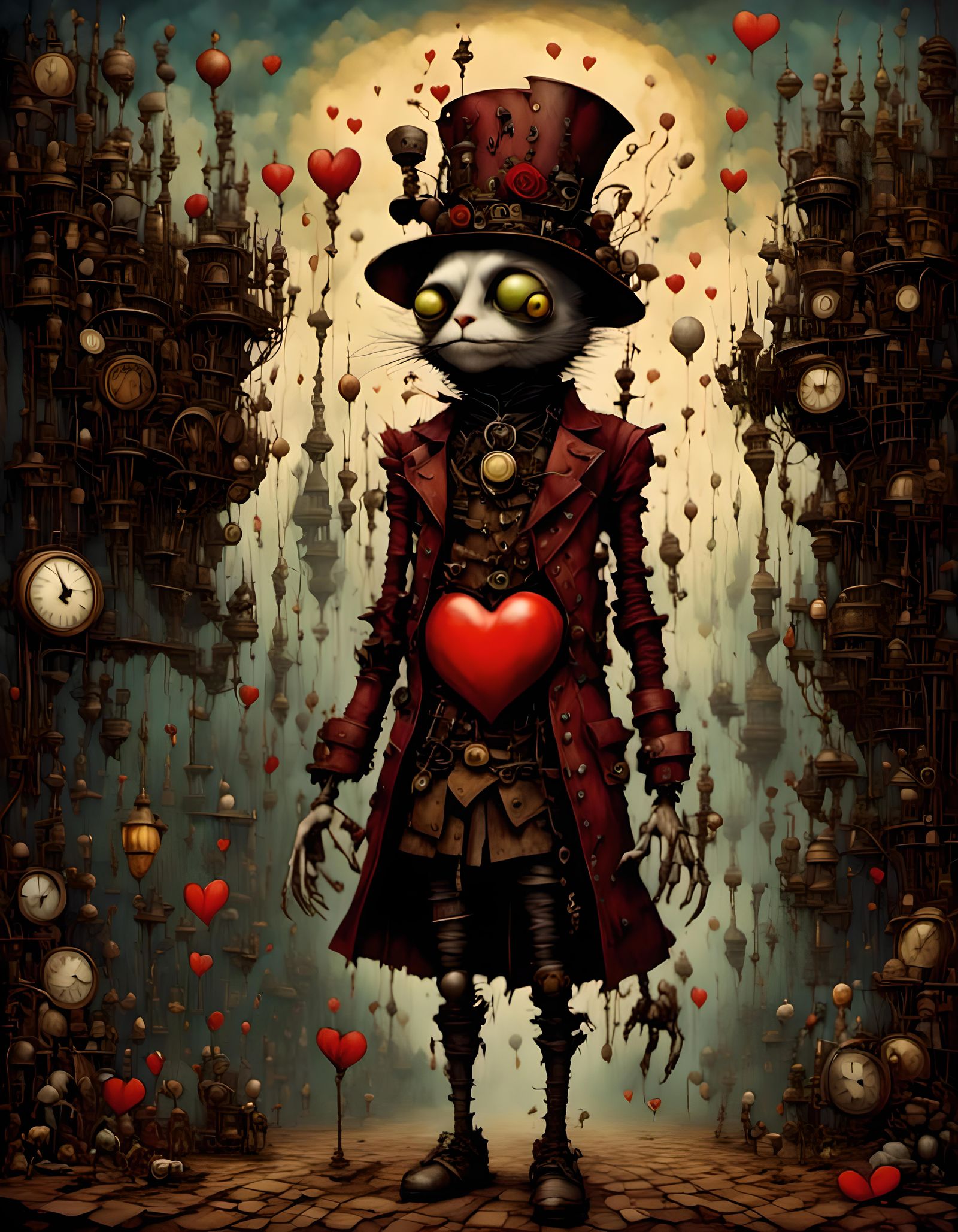 Steampunk Tin Man of Oz with Red Heart