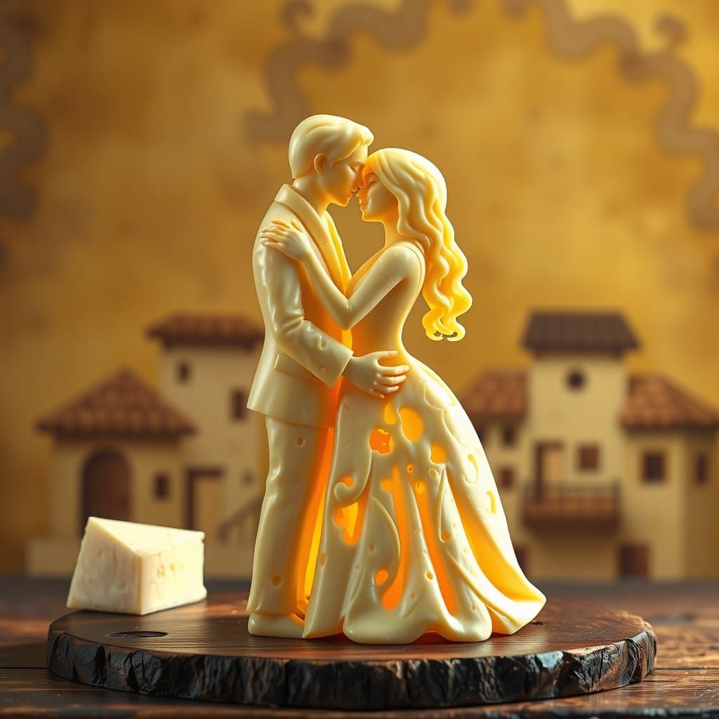 A Dreamy Cheese Scene in Vibrant Pop-Art Style