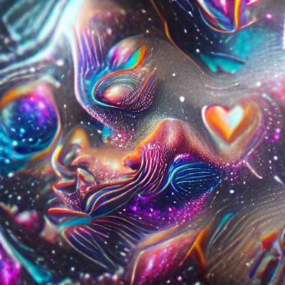 Cosmic Love: Holographic Astral Illustration