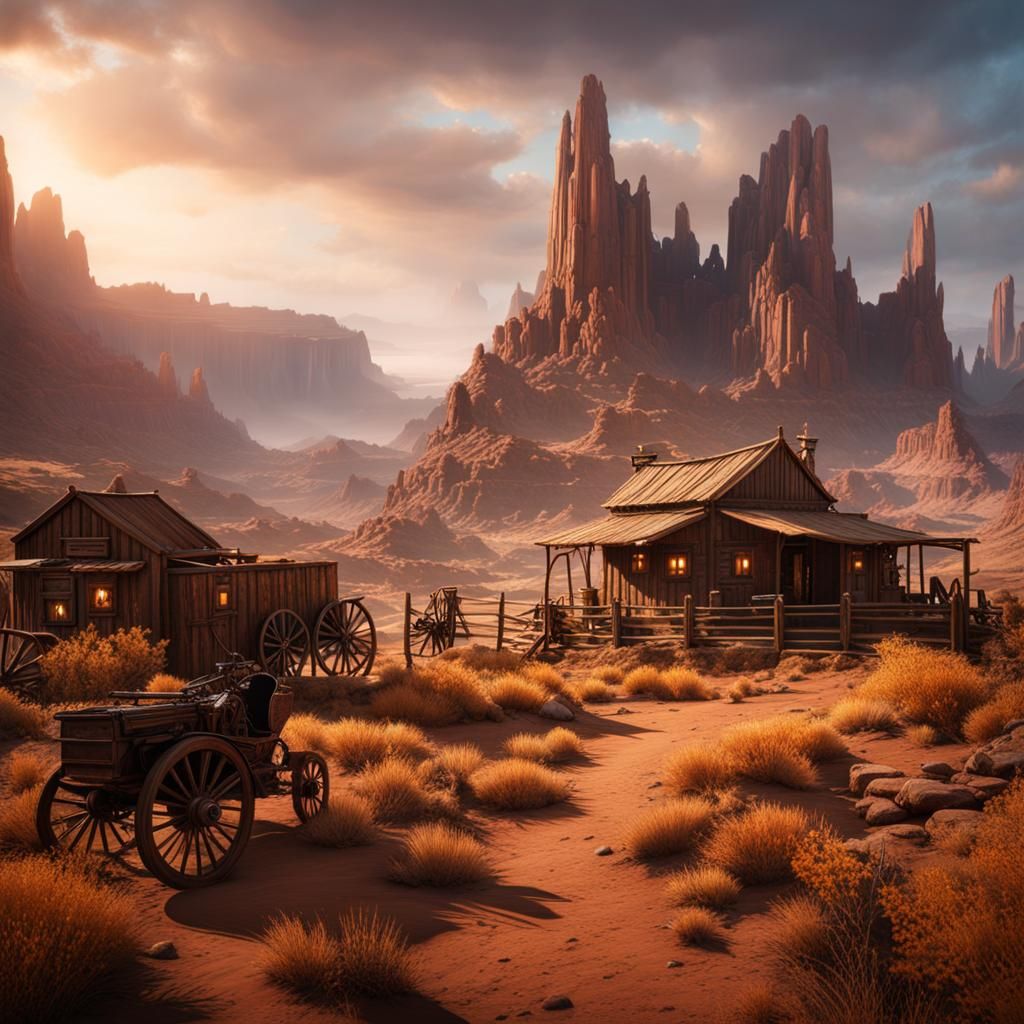Wild West Concept Art in Detailed Matte Painting
