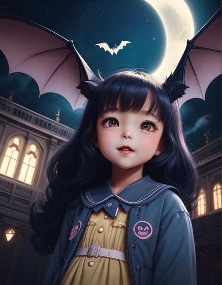 Bats in Atmospheric Perspective with Mid-Century Aesthetic