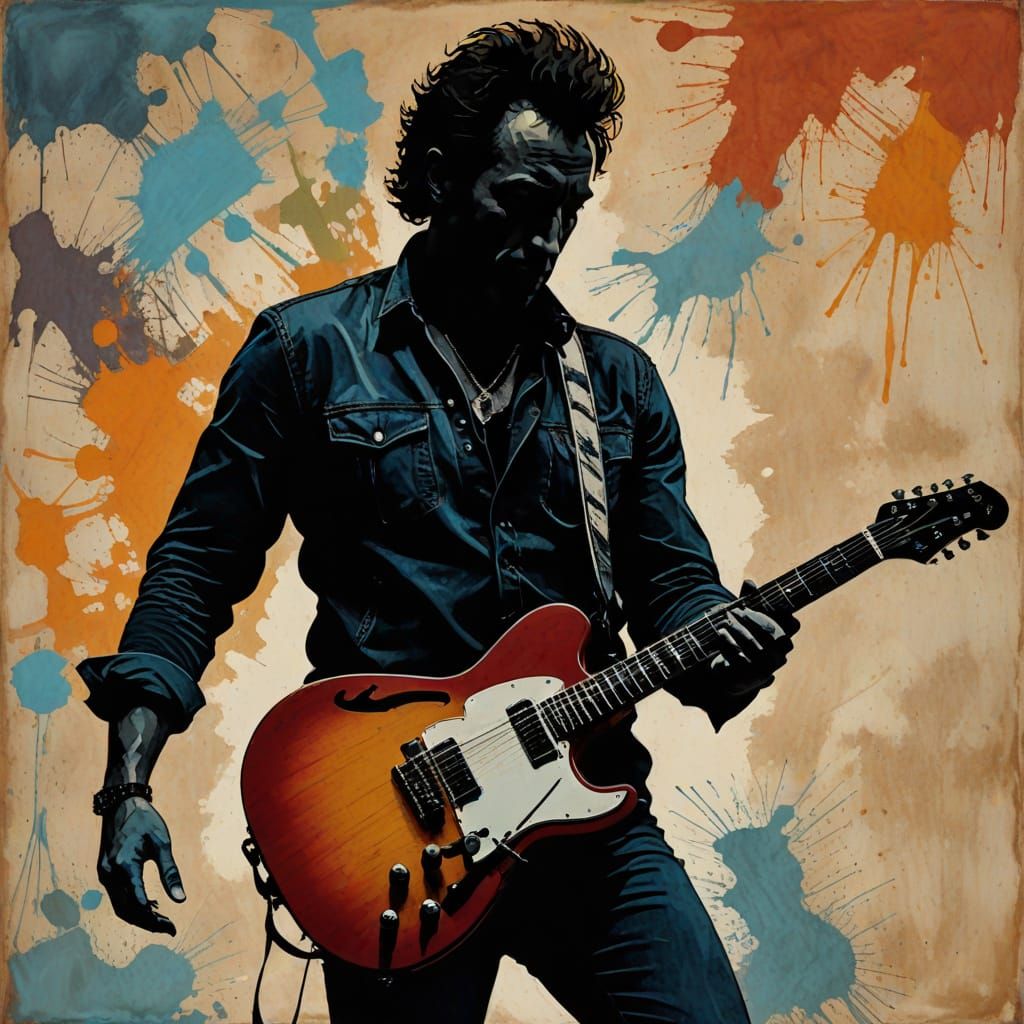 Rock Star Guitar Icon in Vibrant Colors