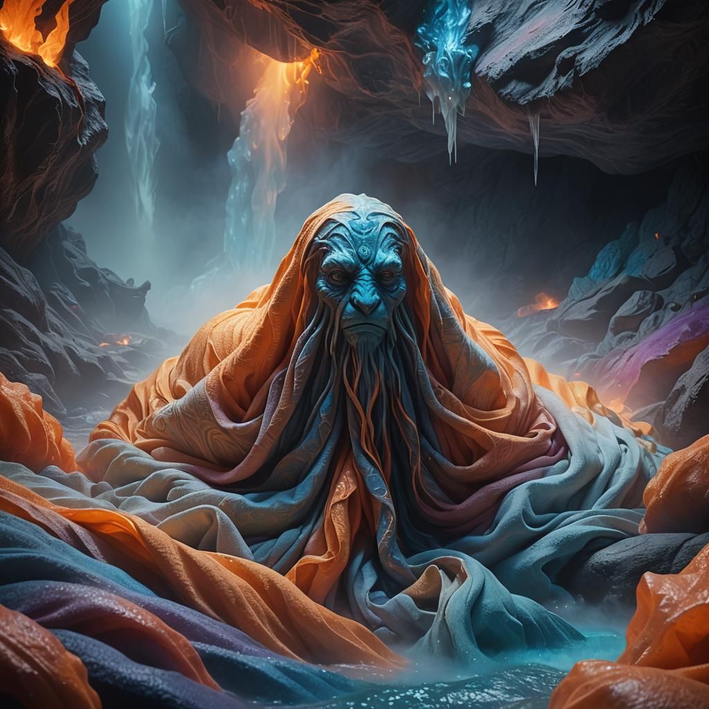 Mythical Creature Wrapped in Ethereal Bath Towels