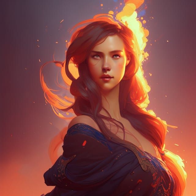 Fire Princess Portrait in Hyperdetailed Digital Art