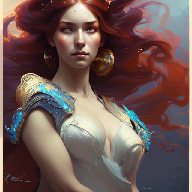 Fire Princess Portrait in Hyperdetailed Concept Art Style