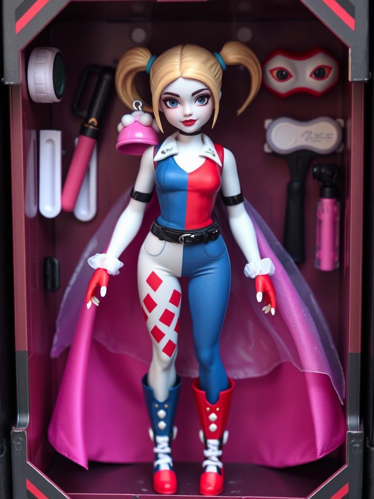 Harley Quinn Doll in Box, Wearing Action Figure Costume and ...