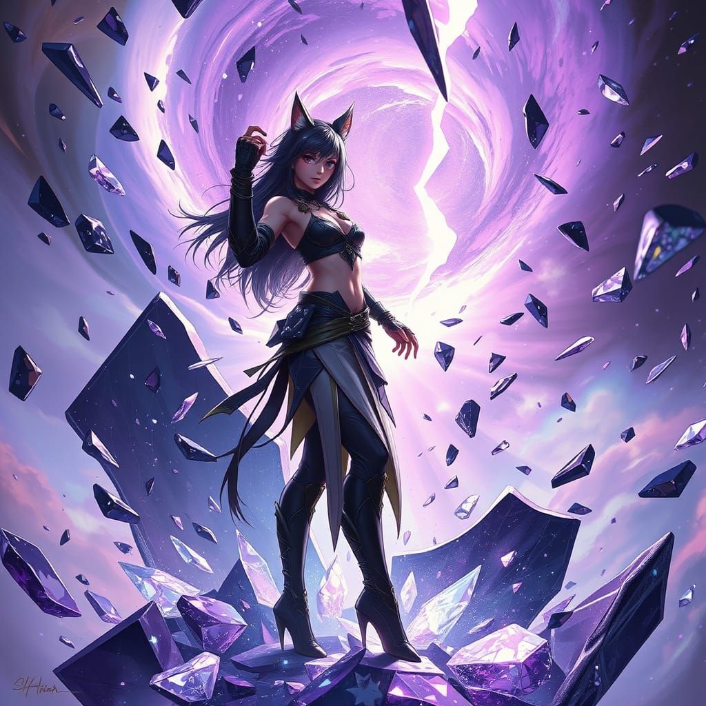 Mystical Warrior in Shattered Glass Realm