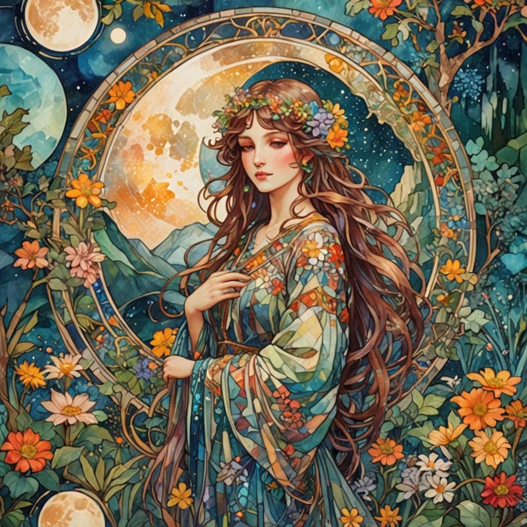 Lush Summerscape in Mosaic Patchwork Style