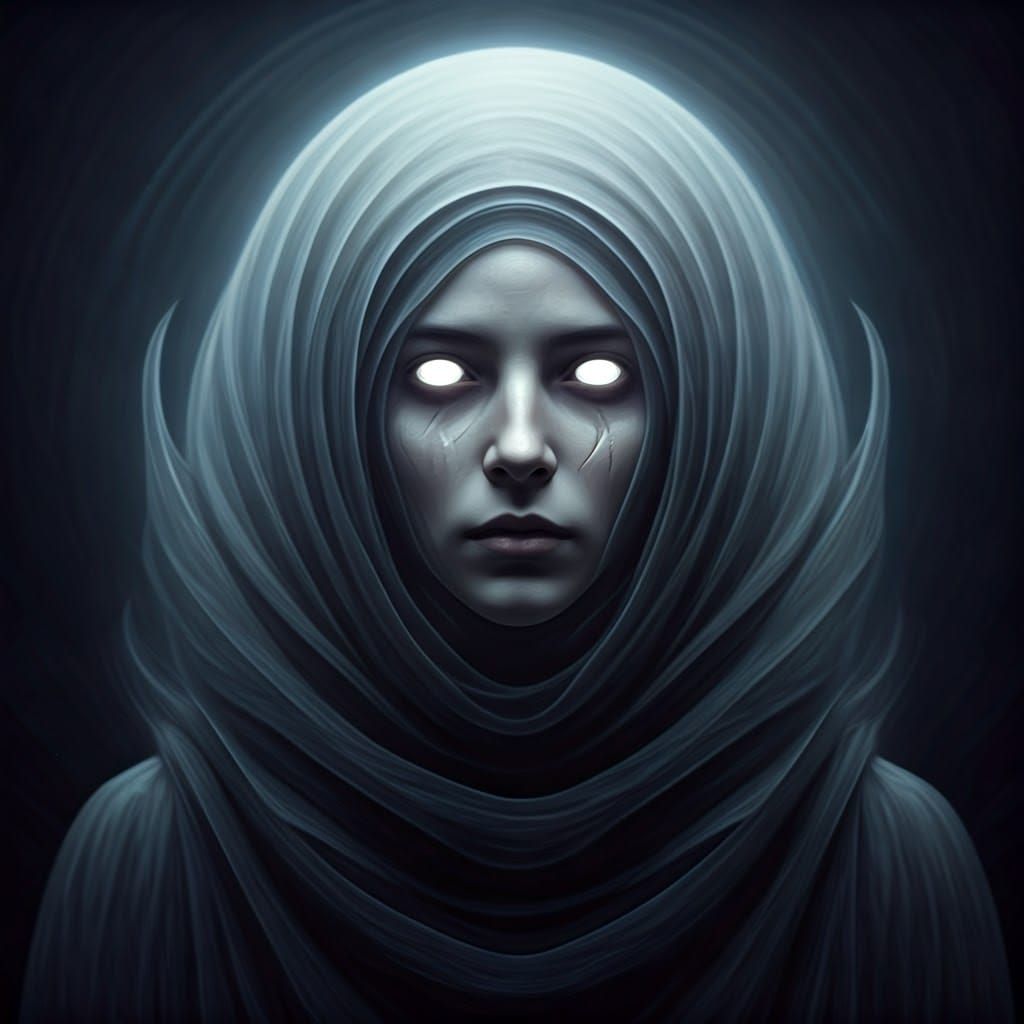 Ethereal Ghost Figure in Pale Mist