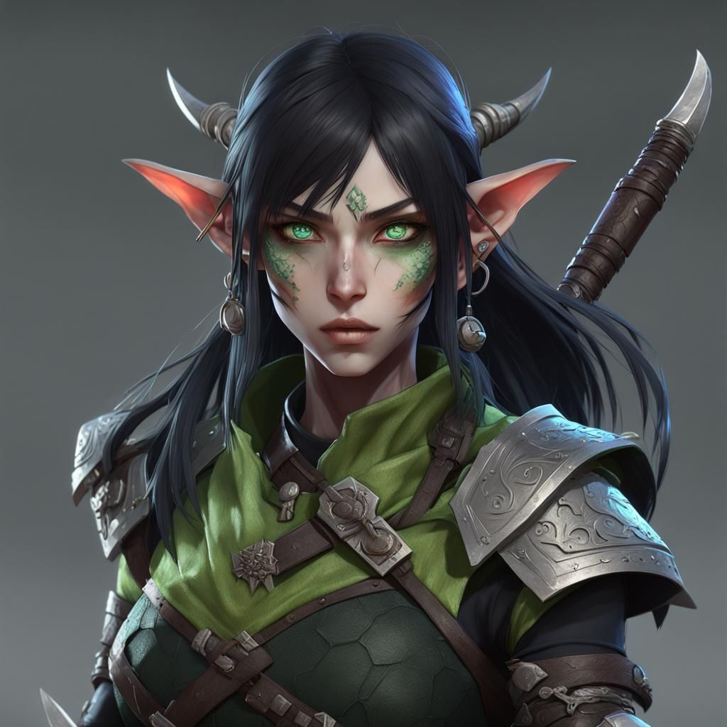 Female Goblin Rogue in 3D Anime Style