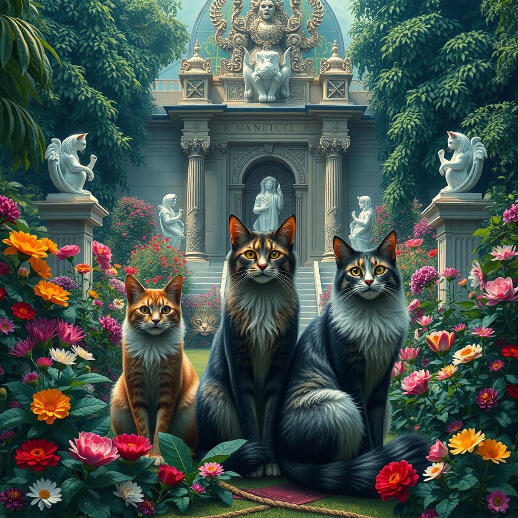 Cats in a Palace Garden: Matte Painting