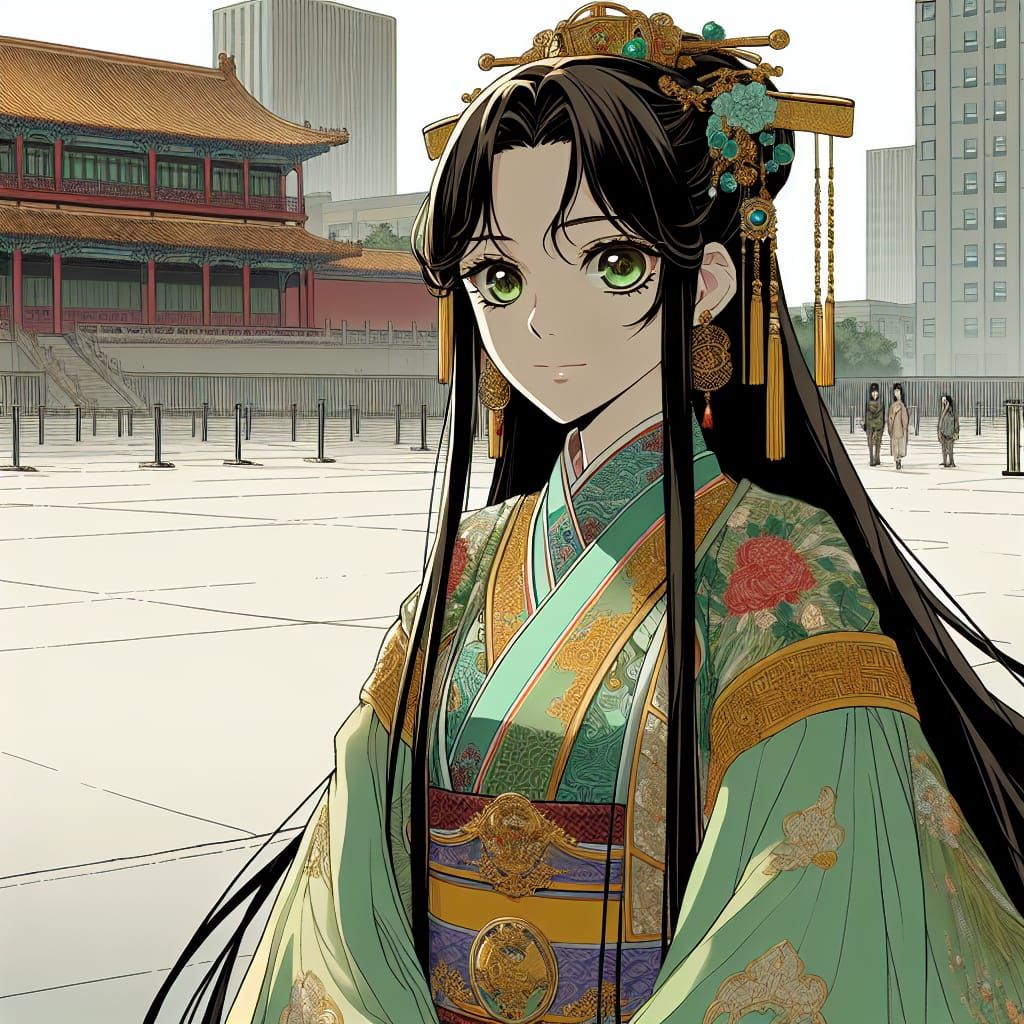 Traditional Chinese Goddess in Vintage Anime Style