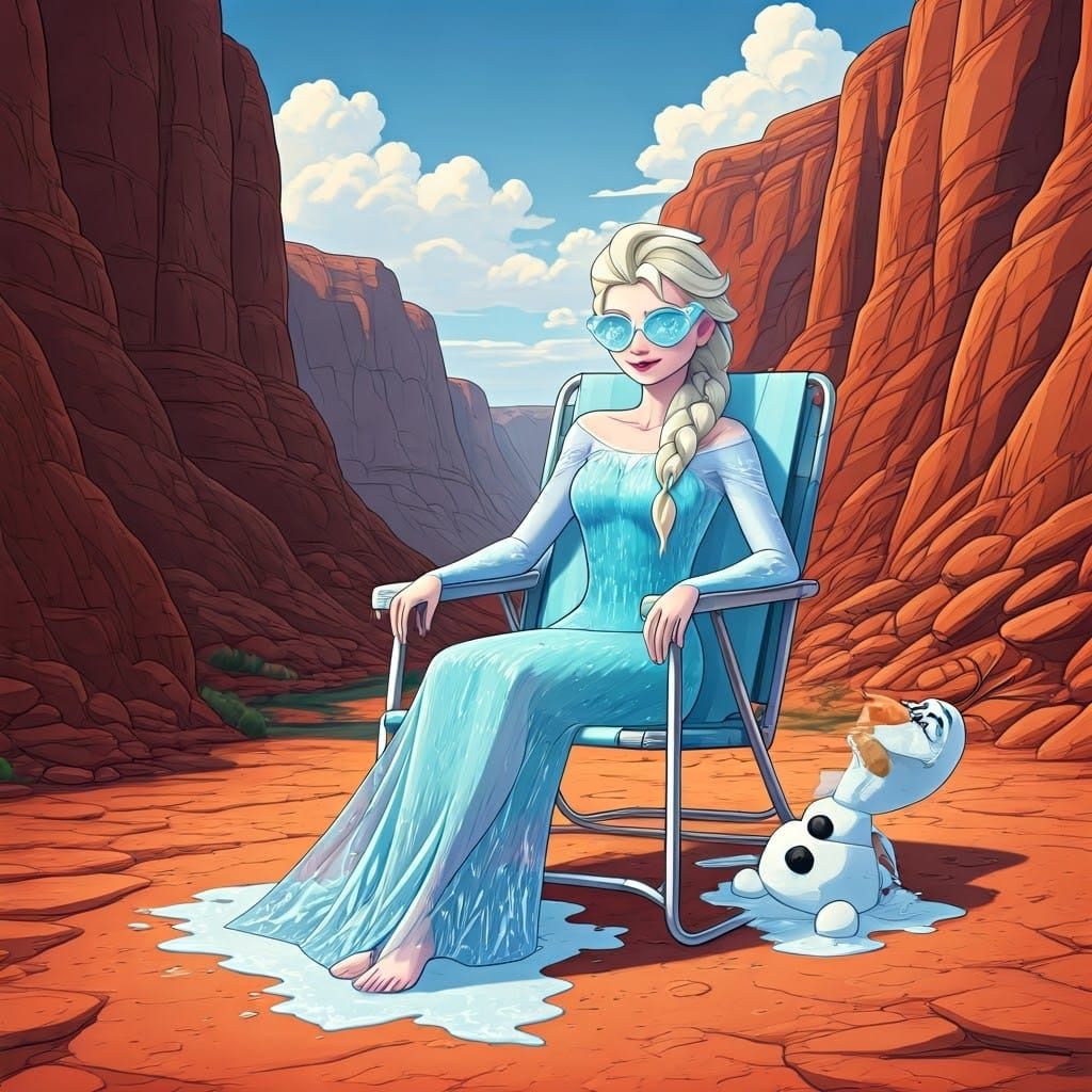 Elsa in Grand Canyon: Comic Book Style