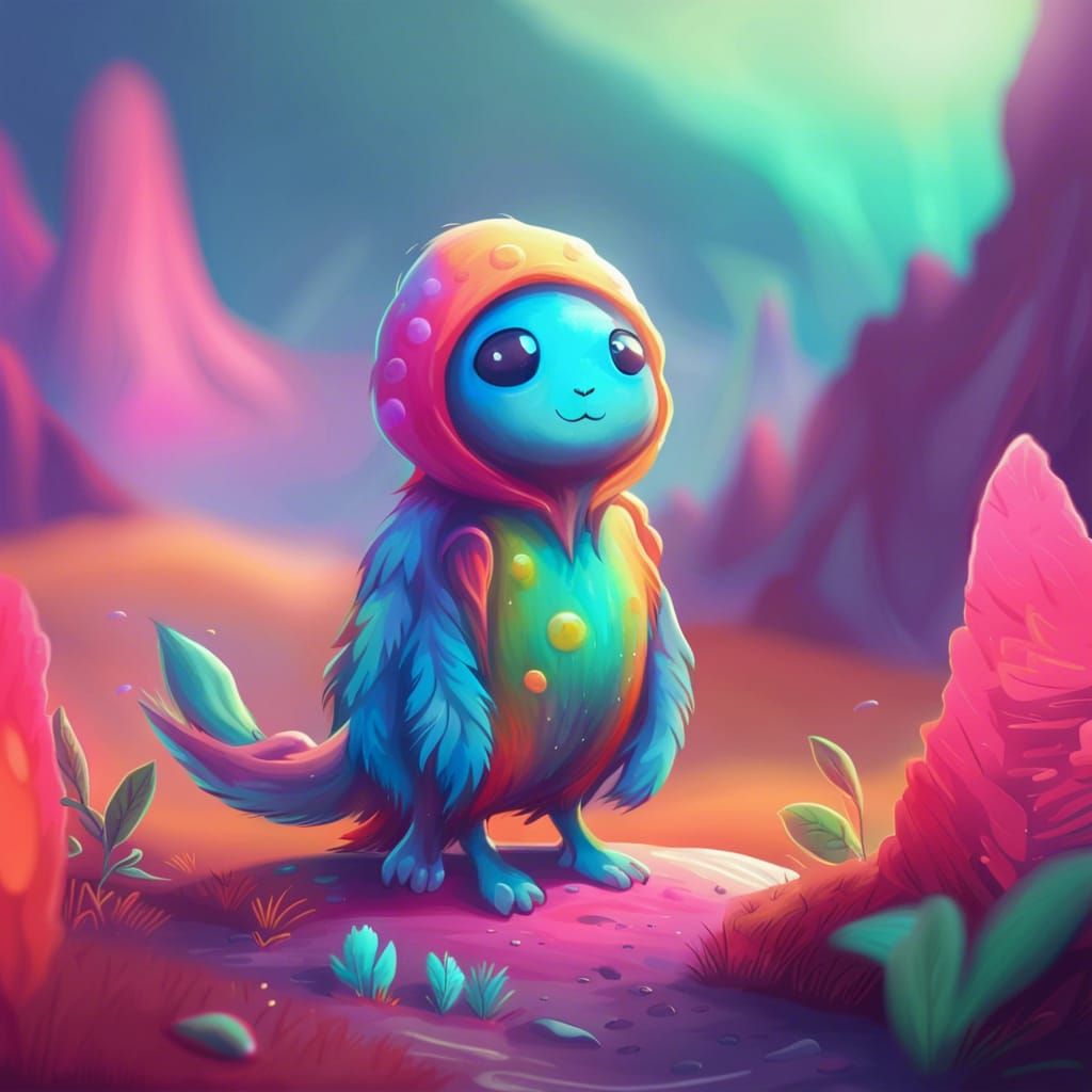 Friendly Gliding Creature on Alien Planet Illustration