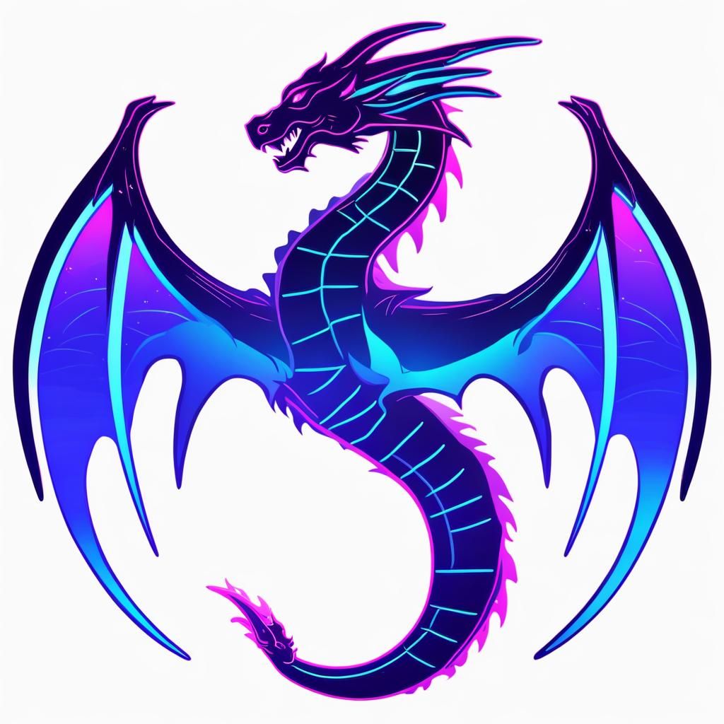 Neon Synthwave Dragon Logo Design